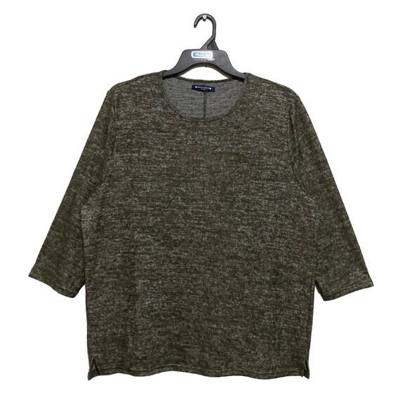 Architect Sweater Knit Women’s Size 1X Green 3/4 Sleeve Pullover Stretch Soft - Picture 1 of 10